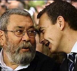 Rodríguez Zapatero con Cándido Méndez.