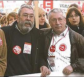 Méndez y Toxo en la manifestación sindical.