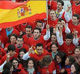 Jóvenes católicos llegados a Madrid para el JMJ con el Papa.