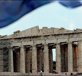 Grecia, el Partenón, la Unión Europea, el euro y la crisis.
