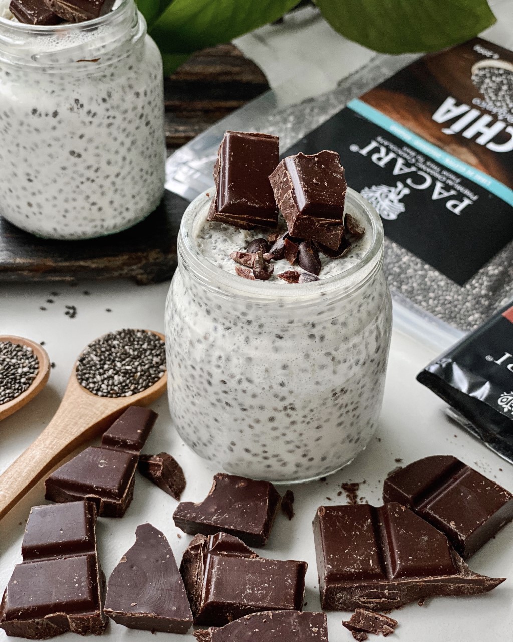 Receta de pudding de ch&iacute;a con chocolate Pecari