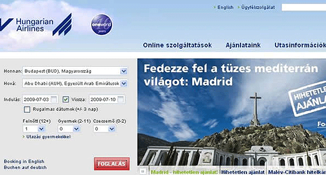 El Valle de los Ca&iacute;dos, imagen publicitaria de Espa&ntilde;a, en Hungr&iacute;a