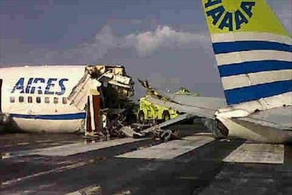 Un muerto y 5 heridos graves al ser alcanzado un avi&oacute;n por un rayo en Colombia