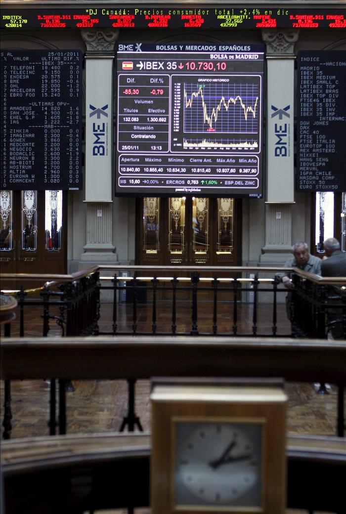 La bolsa espa&ntilde;ola abre la semana con p&eacute;rdidas y el IBEX cae el 0,21 por ciento