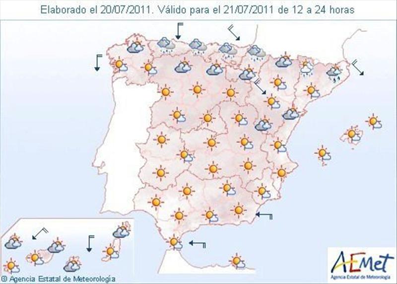 Lluvias d&eacute;biles en comunidades cant&aacute;bricas, Pirineos y nordeste de Catalu&ntilde;a