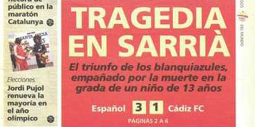 Se cumplen veinte años de la tragedia de Sarriá: un niño de 13 años murió después de que una bengala le atravesara el pecho