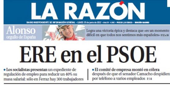 La portada de La Raz&oacute;n del ERE del PSOE... &iquest;elaborada por una asesora de F&aacute;tima Ba&ntilde;ez?