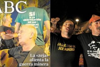 El millonario V&iacute;ctor Manuel, con un casco en la cabeza, se abraza a los mineros