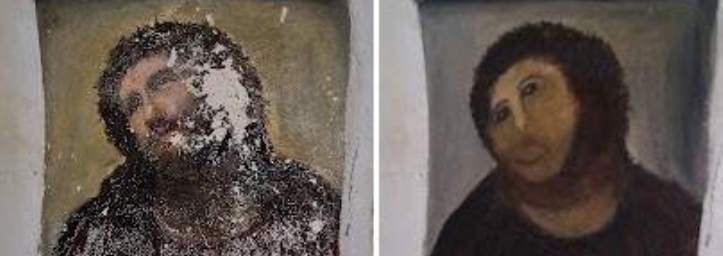 Una anciana, responsable de la "restauraci&oacute;n-chapuza" del fresco de la iglesia de Borja
