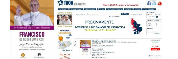Tras la denuncia de censura, las librer&iacute;as Troa reculan y sacan el libro sobre el nuevo Papa a la venta en su web