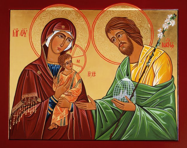 "Con Mar&iacute;a, la Virgen Madre de Dios, su esposo San Jos&eacute;, los ap&oacute;stoles y..."