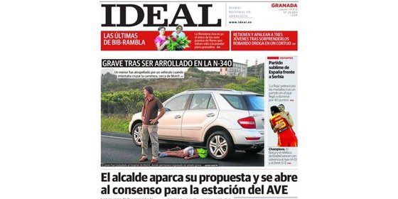La portada de El Ideal con la foto de un ni&ntilde;o atropellado desata la furia de los internautas