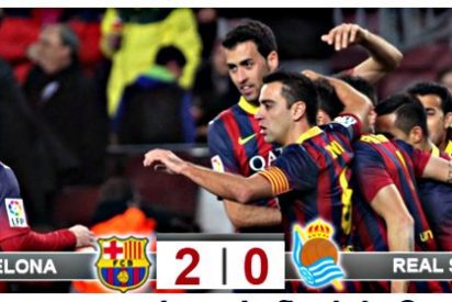 El Bar&ccedil;a, con ayuda arbitral, gana 2-0 a la Real Sociedad y mete un pie en la final de Copa