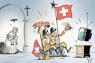 La Guardia Suiza quiere ver el partido con el Papa