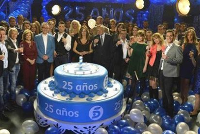 Los presentadores de Telecinco soplan las velas por su veinticinco cumplea&ntilde;os