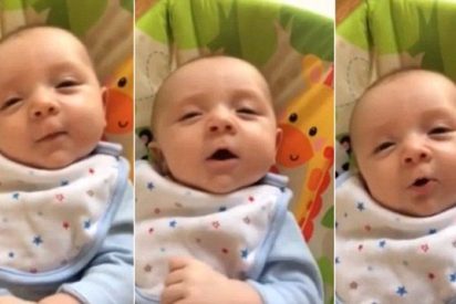El v&iacute;deo del beb&eacute; de 7 semanas que dice "&iexcl;Hola!" con una amplia sonrisa