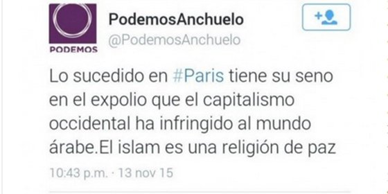 Podemos Anchuelo justifica la masacre de Par&iacute;s, &iquest;cu&aacute;nto tardar&aacute; Willy Toledo?