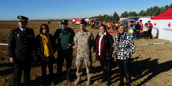 Simulacro de accidente a&eacute;reo en la base de Talavera la Real (Badajoz)