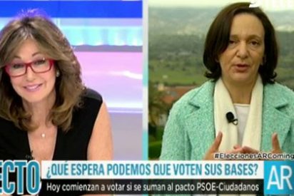 El vacile de una hastiada Ana Rosa Quintana a Carolina Bescansa con las preguntas a las bases podemitas