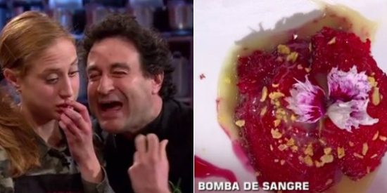La concursante Aniuska es increpada por Pepe Rodr&iacute;guez en 'Masterchef' por su plato 'Bomba de sangre'.