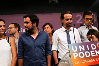 A Bescansa, Garz&oacute;n, Errej&oacute;n, Iglesias y el resto d elos dirigentes de Podemos, se les hel&oacute; la sonrisa el 26-J de 2016.