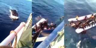 El terrible v&iacute;deo de los confusos migrantes que se ahogan a decenas tras hundir su balsa