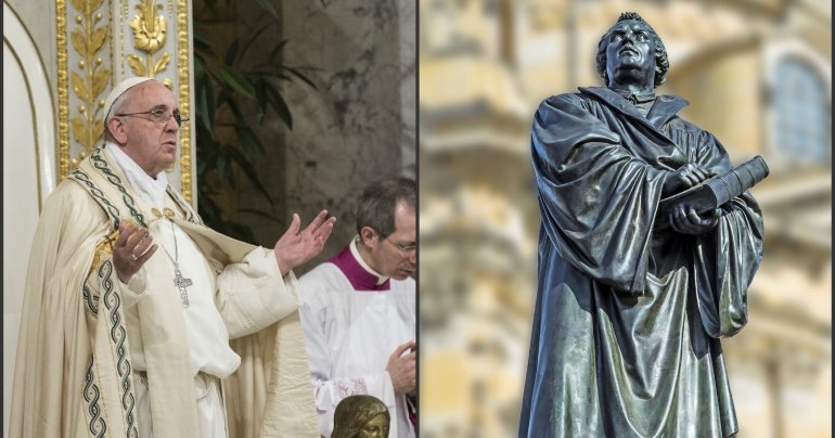 Francisco: "La intenci&oacute;n de Mart&iacute;n Lutero fue renovar la Iglesia, no dividirla"