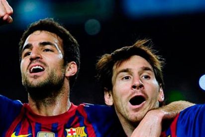 El Real Madrid (y Cristiano) se cuelan en la foto de Messi y Piqu&eacute; con Cesc