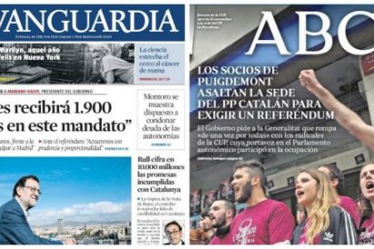 Los bandoleros de las CUP escrachan la sede del PP y Rajoy les promete m&aacute;s dinero en La Vanguardia