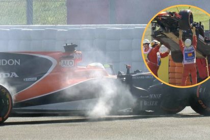El McLaren de Alonso se gripa y detiene a los 12 minutos en los Libres 1