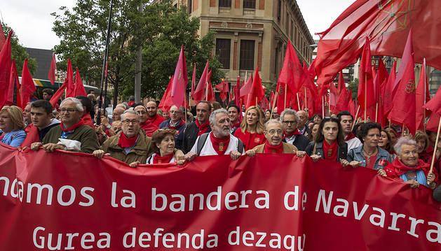 Miles de navarros se manifiestan en Pamplona en defensa de la bandera de Navarra