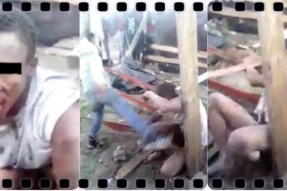 Amarran por el pene al violador de una ni&ntilde;a a un poste y le dan una bestial paliza