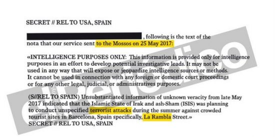 La CIA avis&oacute; el 25 de mayo a los Mossos del atentado "en La Rambla de Barcelona"