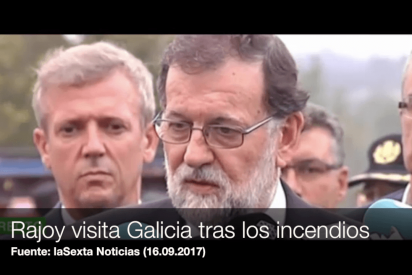 Rajoy visita el centro de mando de Pontevedra durante la plaga de fuegos que asolan Galicia