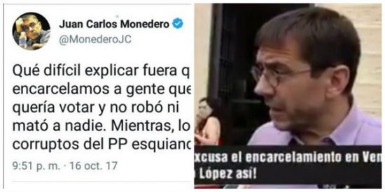 Monedero sale a defender a los golpistas catalanes y en Twitter le dan para el pelo con un garrote de hemeroteca