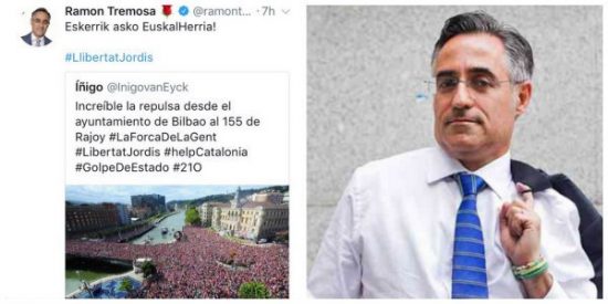Un eurodiputado de Convergencia intenta colar como manifestación de "repulsa por el 155" ... ¡una foto de la Supercopa!