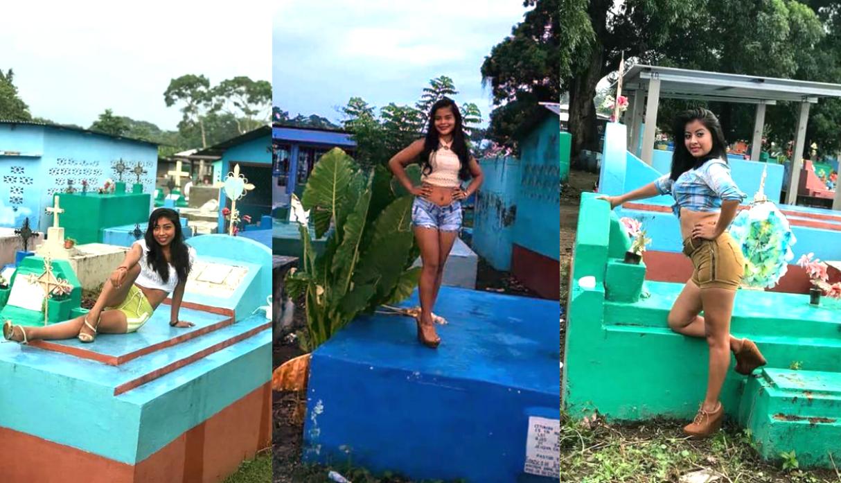 Halloween: Cabreo en las redes por estas adolescentes que posaron sobre tumbas de un cementerio