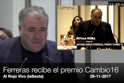 Ferreras se quiebra, muy emocionado, dedicándole un premio a Ana Pastor