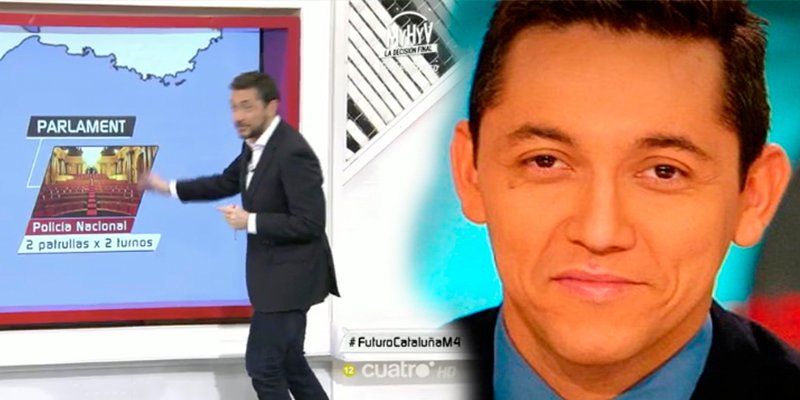 A Javier Ruiz se le va la pinza en Cuatro y dice que 1.500 polic&iacute;as vigilan a Puigdemont