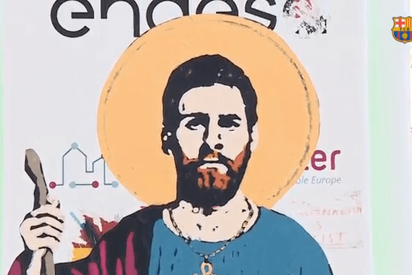 As&iacute; convierten a Messi en 'santo' en una calle de Barcelona