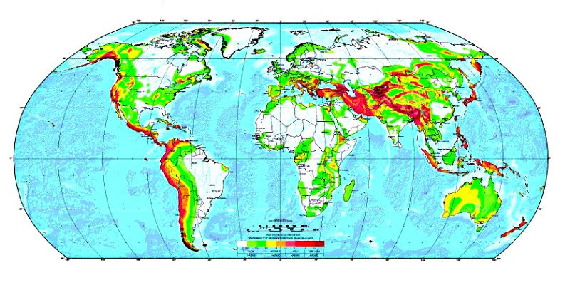 Terremotos: Mapa Mundial de amenazas sísmicas.