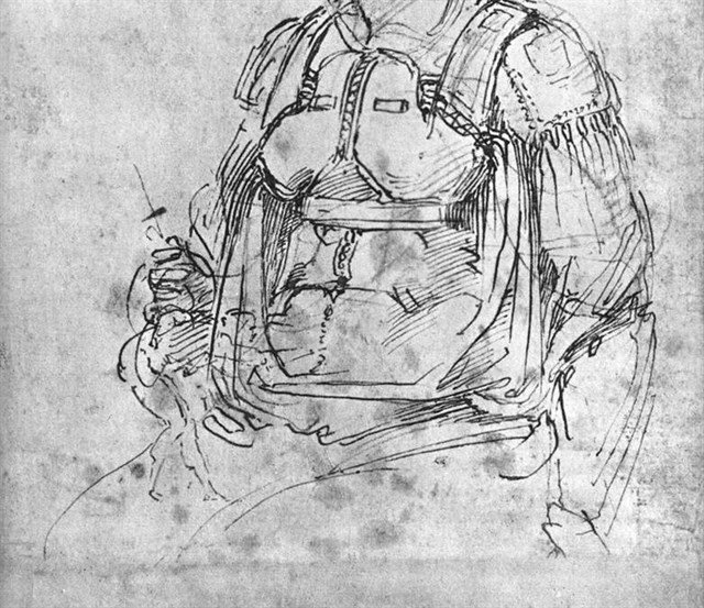 El genial Miguel Angel firm&oacute; un boceto con esta caricatura de si mismo