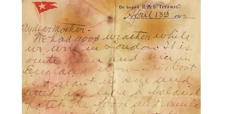 Sale a subasta una de las &uacute;ltimas cartas escritas en el Titanic, que sobrevivi&oacute; al naufragio