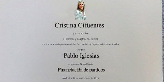 Tremenda paliza tuitera del PP a Podemos a base de diplomas falsos de sus pol&iacute;ticos chanchulleros