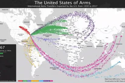 Este es el gigantesco y horrible mapa de flujo de la venta de armas de EE.UU. al mundo en 6 d&eacute;cadas