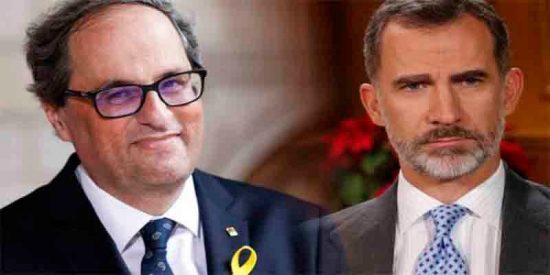 El fan&aacute;tico Torra califica de 'amigos' a los violentos CDR y les desea "toda la suerte" en su boicot al Rey