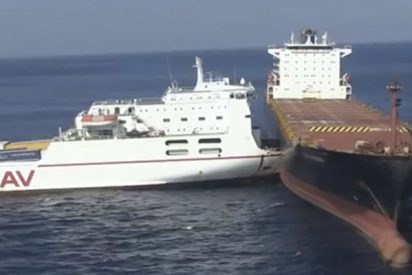 Mira lo que pasa cuando un barco de 5.000 toneladas se empotra contra otro de 66.000 toneladas