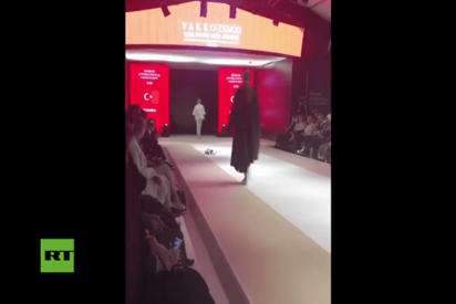 Este gato callejero quita todo el protagonismo a las modelos de un desfile de moda
