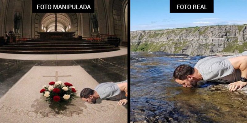 Fanáticos y xenófobos separatistas manipulan una foto de Abascal para mostrarle besando la tumba de Franco