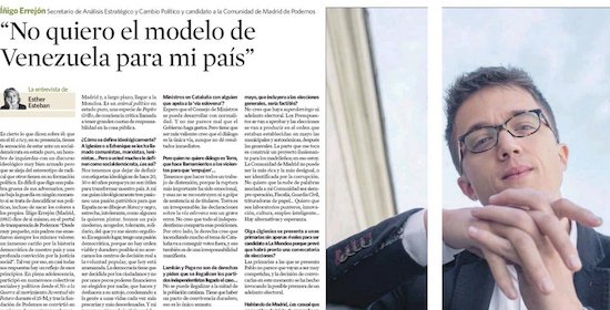 El caradura de Errej&oacute;n nos toma por lerdos y se come ahora sus palabras sobre Venezuela